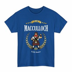 ScotsTee Shop Scottish MacCulloch (McCulloch) Clan Tartan T-Shirt - Motto Scotsman