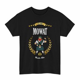 ScotsTee Shop Scottish Mowat (of Inglistoun) Clan Tartan T-Shirt - Motto Scotsman
