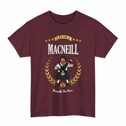 ScotsTee Shop Scottish MacNeill of Barra Clan Tartan T-Shirt - Motto Scotsman