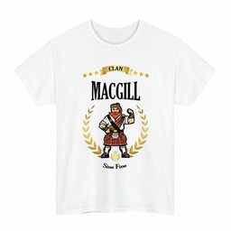 ScotsTee Shop Scottish MacGill (Makgill) Clan Tartan T-Shirt - Motto Scotsman