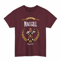 ScotsTee Shop Scottish MacGill (Makgill) Clan Tartan T-Shirt - Motto Scotsman