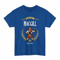 ScotsTee Shop Scottish MacGill (Makgill) Clan Tartan T-Shirt - Motto Scotsman