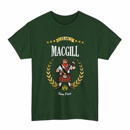 ScotsTee Shop Scottish MacGill (Makgill) Clan Tartan T-Shirt - Motto Scotsman