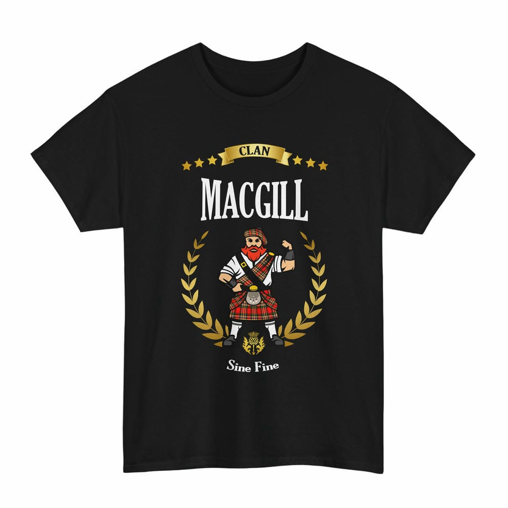 ScotsTee Shop Scottish MacGill (Makgill) Clan Tartan T-Shirt - Motto Scotsman