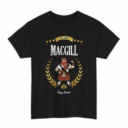 ScotsTee Shop Scottish MacGill (Makgill) Clan Tartan T-Shirt - Motto Scotsman