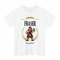 ScotsTee Shop Scottish Fraser (of Lovat) Clan Tartan T-Shirt - Motto Scotsman
