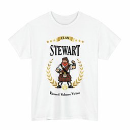 ScotsTee Shop Scottish Stewart (High Stewards) Clan Tartan T-Shirt - Motto Scotsman