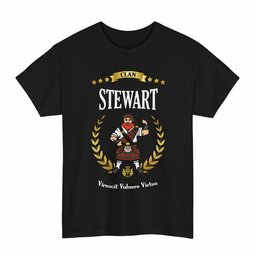 ScotsTee Shop Scottish Stewart (High Stewards) Clan Tartan T-Shirt - Motto Scotsman