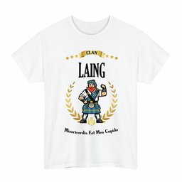 ScotsTee Shop Scottish Laing Clan Tartan T-Shirt - Motto Scotsman