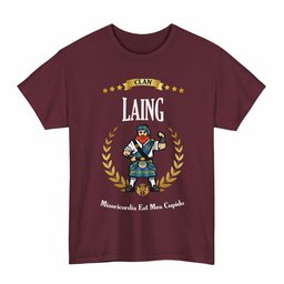 ScotsTee Shop Scottish Laing Clan Tartan T-Shirt - Motto Scotsman