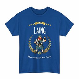 ScotsTee Shop Scottish Laing Clan Tartan T-Shirt - Motto Scotsman
