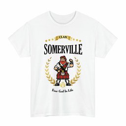 ScotsTee Shop Scottish Somerville Clan Tartan T-Shirt - Motto Scotsman