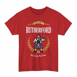 ScotsTee Shop Scottish Rutherford Clan Tartan T-Shirt - Motto Scotsman