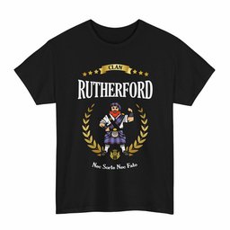 ScotsTee Shop Scottish Rutherford Clan Tartan T-Shirt - Motto Scotsman