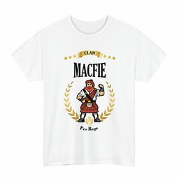 ScotsTee Shop Scottish MacFie (of Dreghorn) Clan Tartan T-Shirt - Motto Scotsman