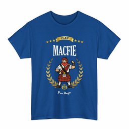 ScotsTee Shop Scottish MacFie (of Dreghorn) Clan Tartan T-Shirt - Motto Scotsman