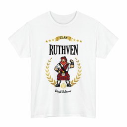 ScotsTee Shop Scottish Ruthven Clan Tartan T-Shirt - Motto Scotsman