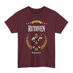 ScotsTee Shop Scottish Ruthven Clan Tartan T-Shirt - Motto Scotsman