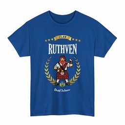 ScotsTee Shop Scottish Ruthven Clan Tartan T-Shirt - Motto Scotsman
