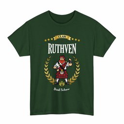 ScotsTee Shop Scottish Ruthven Clan Tartan T-Shirt - Motto Scotsman