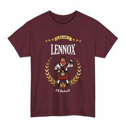 ScotsTee Shop Scottish Lennox Clan Tartan T-Shirt - Motto Scotsman