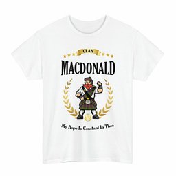 ScotsTee Shop Scottish MacDonald (Clan Ranald) Clan Tartan T-Shirt - Motto Scotsman