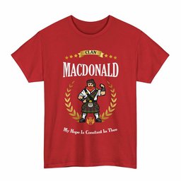 ScotsTee Shop Scottish MacDonald (Clan Ranald) Clan Tartan T-Shirt - Motto Scotsman