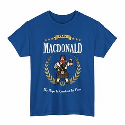 ScotsTee Shop Scottish MacDonald (Clan Ranald) Clan Tartan T-Shirt - Motto Scotsman
