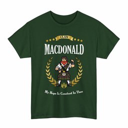 ScotsTee Shop Scottish MacDonald (Clan Ranald) Clan Tartan T-Shirt - Motto Scotsman