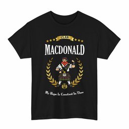 ScotsTee Shop Scottish MacDonald (Clan Ranald) Clan Tartan T-Shirt - Motto Scotsman