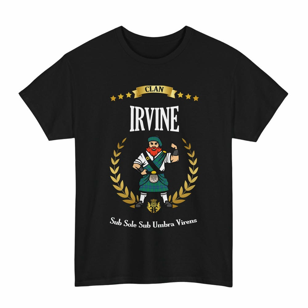 ScotsTee Shop Scottish Irvine Clan Tartan T-Shirt - Motto Scotsman