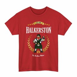 ScotsTee Shop Scottish Halkerston Clan Tartan T-Shirt - Motto Scotsman