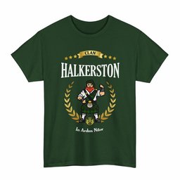 ScotsTee Shop Scottish Halkerston Clan Tartan T-Shirt - Motto Scotsman