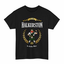 ScotsTee Shop Scottish Halkerston Clan Tartan T-Shirt - Motto Scotsman