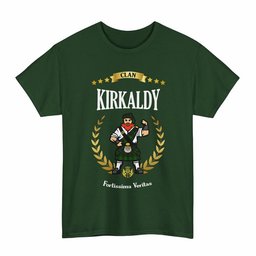 ScotsTee Shop Scottish Kirkaldy Clan Tartan T-Shirt - Motto Scotsman