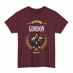 ScotsTee Shop Scottish Gordon Clan Tartan T-Shirt - Motto Scotsman