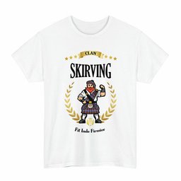 ScotsTee Shop Scottish Skirving Clan Tartan T-Shirt - Motto Scotsman