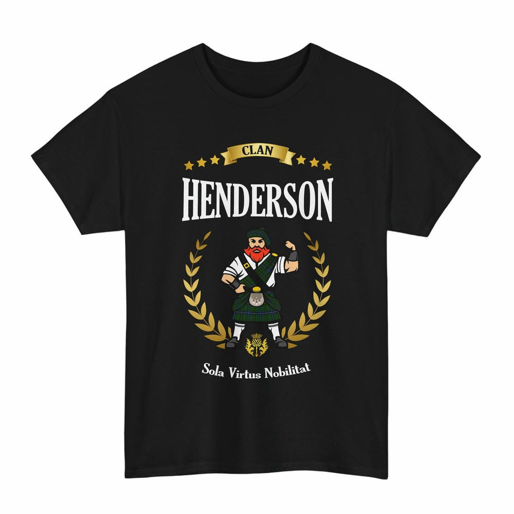 ScotsTee Shop Scottish Henderson Clan Tartan T-Shirt - Motto Scotsman