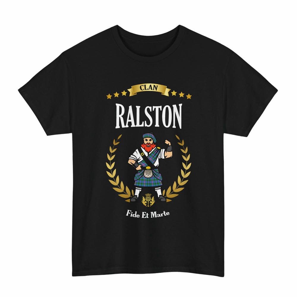ScotsTee Shop Scottish Ralston Clan Tartan T-Shirt - Motto Scotsman