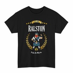 ScotsTee Shop Scottish Ralston Clan Tartan T-Shirt - Motto Scotsman