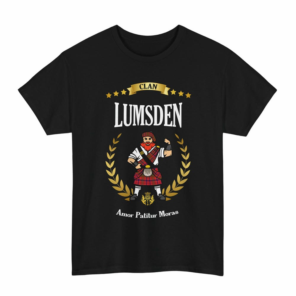 ScotsTee Shop Scottish Lumsden Clan Tartan T-Shirt - Motto Scotsman