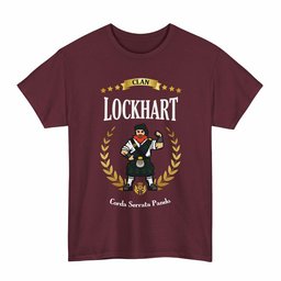 ScotsTee Shop Scottish Lockhart Clan Tartan T-Shirt - Motto Scotsman
