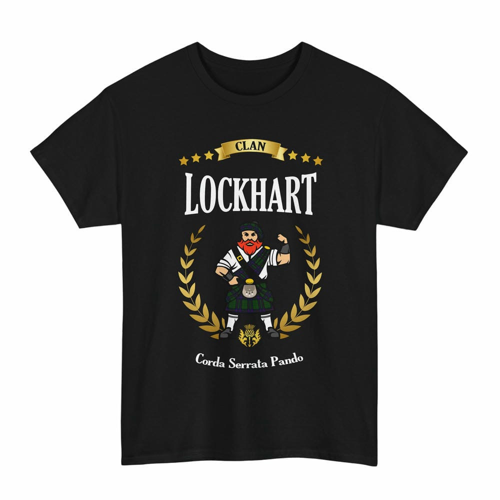 ScotsTee Shop Scottish Lockhart Clan Tartan T-Shirt - Motto Scotsman