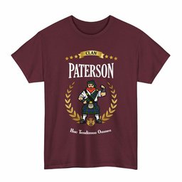 ScotsTee Shop Scottish Paterson Clan Tartan T-Shirt - Motto Scotsman