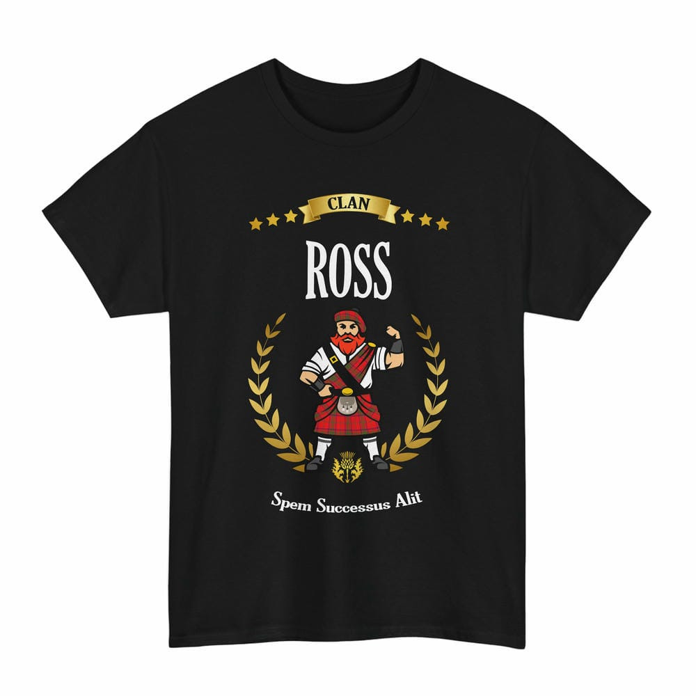 ScotsTee Shop Scottish Ross Clan Tartan T-Shirt - Motto Scotsman
