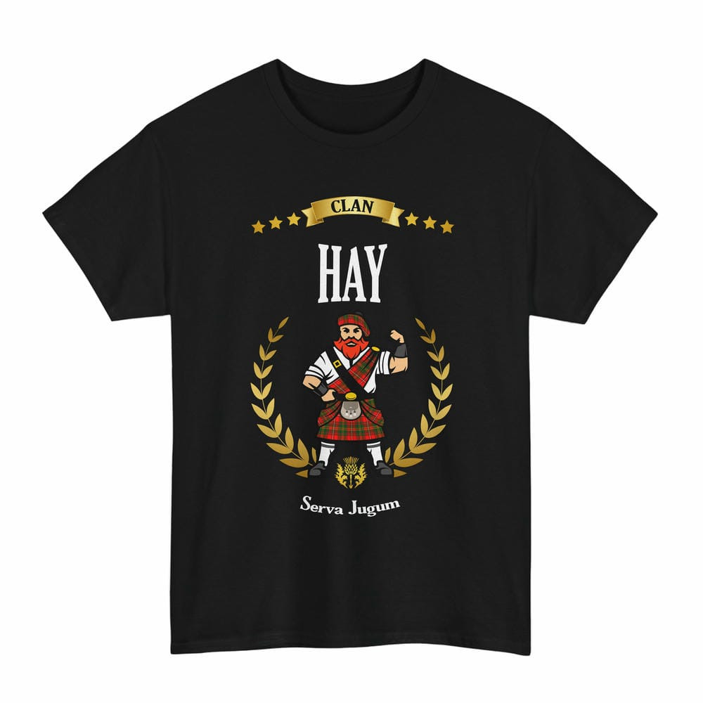 ScotsTee Shop Scottish Hay Clan Tartan T-Shirt - Motto Scotsman