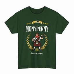 ScotsTee Shop Scottish Monypenny Clan Tartan T-Shirt - Motto Scotsman