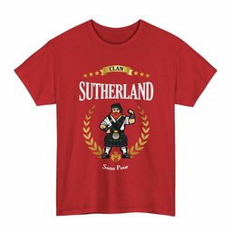 ScotsTee Shop Scottish Sutherland I Clan Tartan T-Shirt - Motto Scotsman
