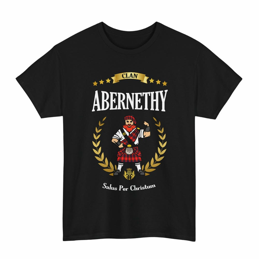 ScotsTee Shop Scottish Abernethy Clan Tartan T-Shirt - Motto Scotsman