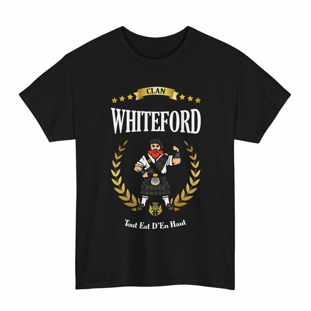 ScotsTee Shop Scottish Whiteford Clan Tartan T-Shirt - Motto Scotsman